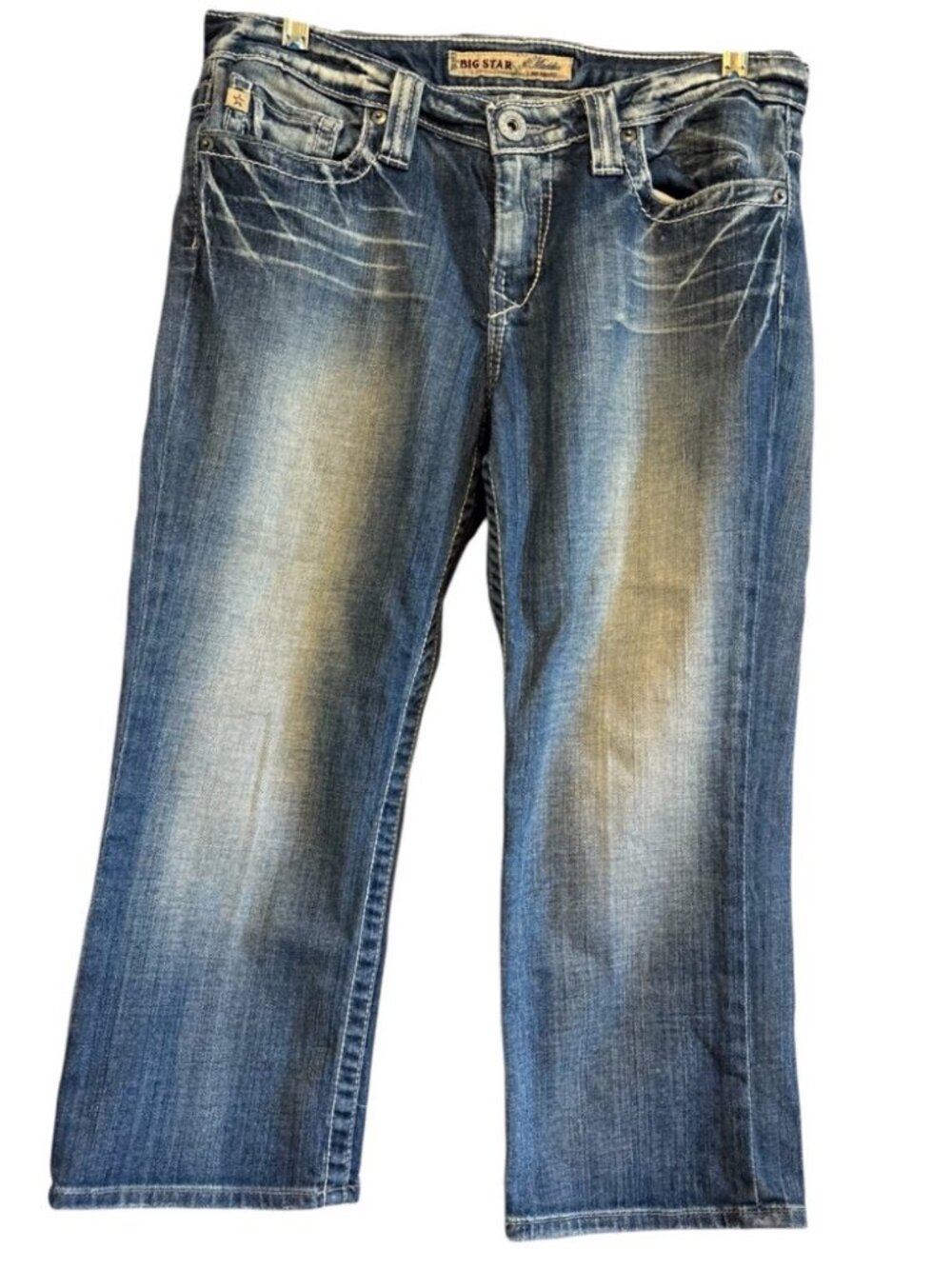 Big Star Maddie Mid Rise Fit Crop Denim Jeans Size 28